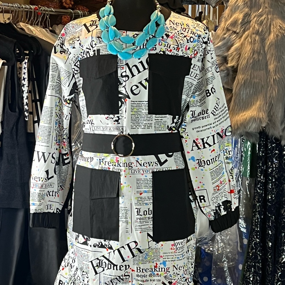 For Her Designer Newsprint Dress